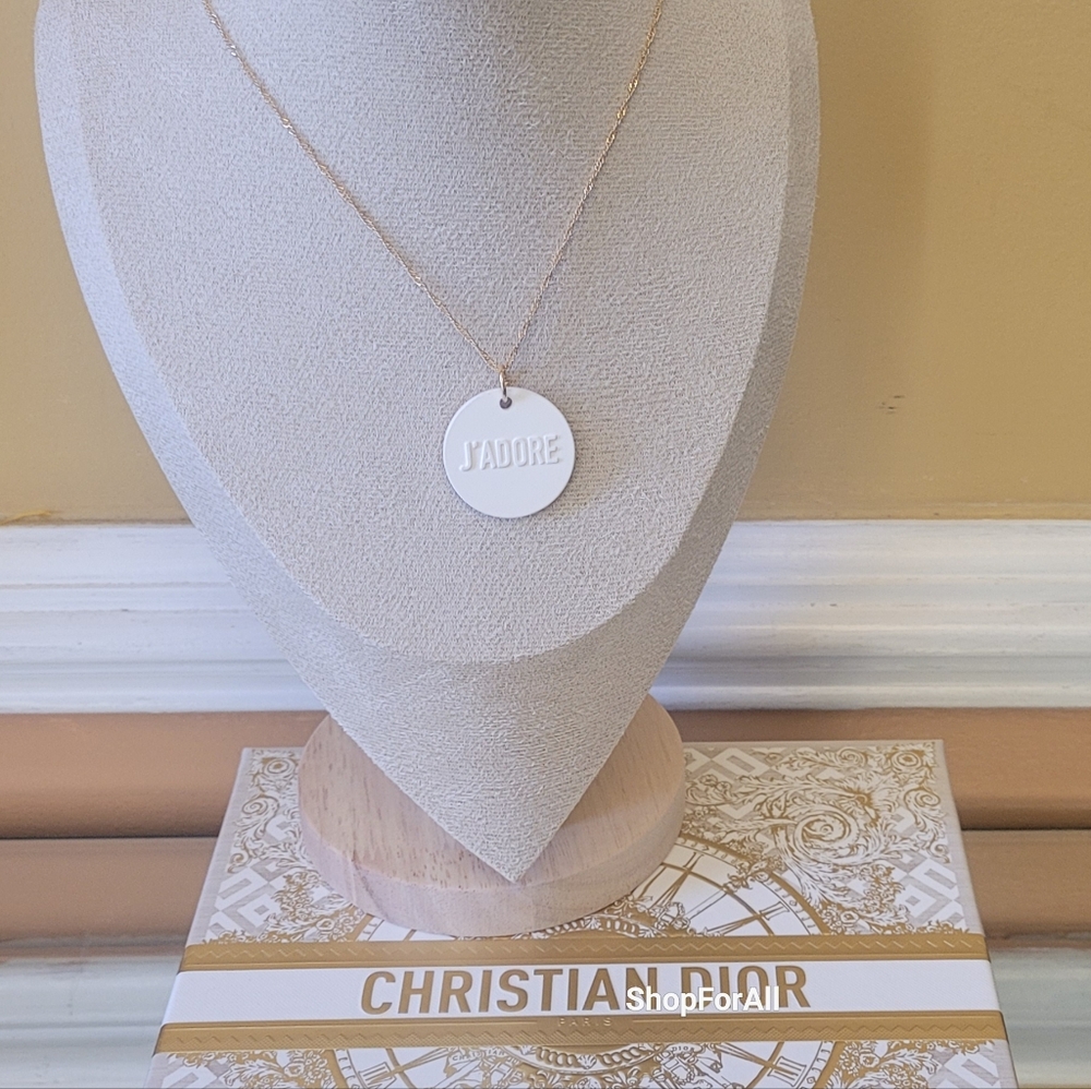 Christian Dior gold pendant Necklace gold tone & ceramic jadore - Picture 6 of 10